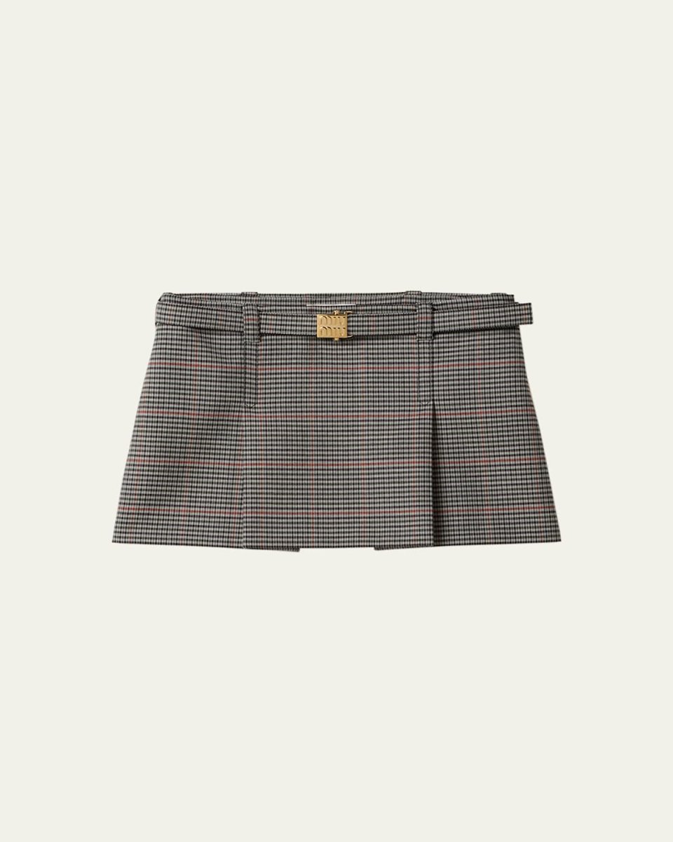 Prince of Wales Belted Mini Skirt